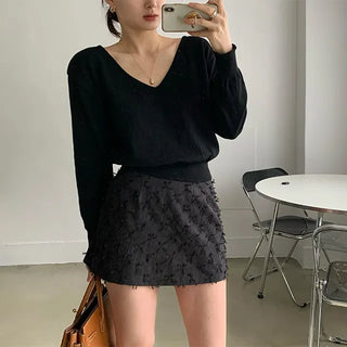 V-neck Ribbed Transitional Knit
