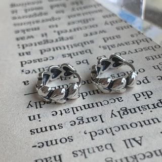 Oil Painting Volume Heart One-Touch Earrings