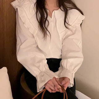 Kate Blouse/Big Collar Blouse/Ruffle/Frill Collar/Collar Blouse