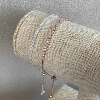 Cubic Slim Box Chain Sliding Bracelet Silver Rose Gold