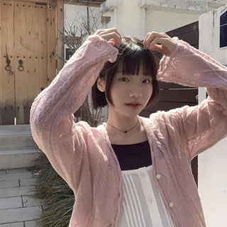 eyelet knit cardigan