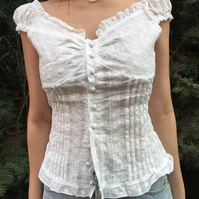 Punched Embroidery Blouse (2 colors)