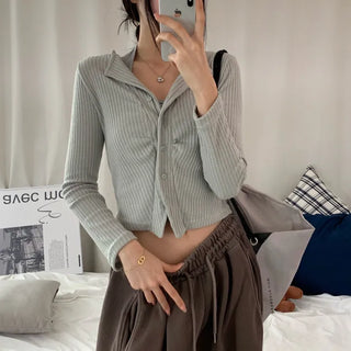 [High Demand] Melona Shirred Crop Long Sleeve Cardigan (4 colors)