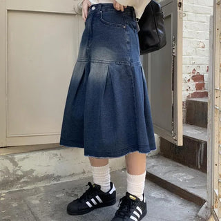 Blu-flare midi skirt