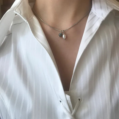 Gemstone Freshwater Necklace (2 colors)