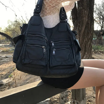 Y2K pocket zipper shoulder crossbody bag