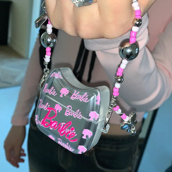 Metal Cat Pink Barbie Keyring Strap Set AirPods Case
