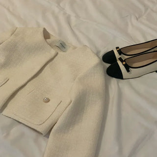 Rosé Tweed Jacket and Long Skirt Set  Wedding Guest Two-Piece Set