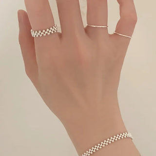 Lace Silver Ball Banding Ring Daily Ring