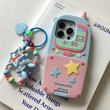 Blue phone pink mirror silicone iPhone case