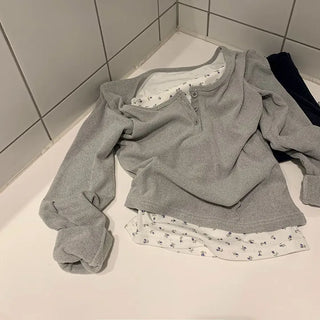 Lace Double Button Layered T-shirt