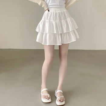 Lovely Mood, Elastic Tiered Frill Flare Mini Skirt