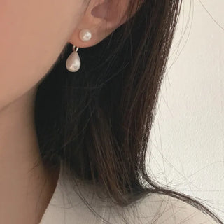 Teardrop Pearl Drop Two-way Earrings