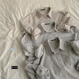 Protective Instinct Oversized Fit, Classic Striped Boxy Long Sleeve Shirt