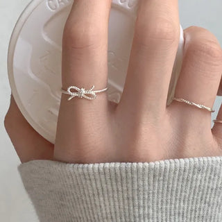 Ribbon Cubic Twist Layered Ring Silver Rose Gold