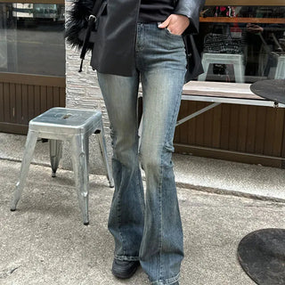Shirred Wave Cut Bootcut Denim Pants S, M, L - 1 color