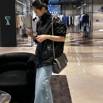 Low-height denim skirt