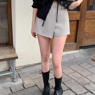 Ricoa Buckle Asymmetrical Wrap Mini Skirt