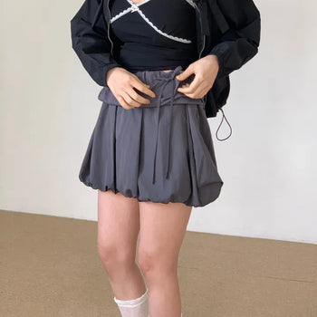 Layered Ribbon Pumpkin Balloon Mini Skirt