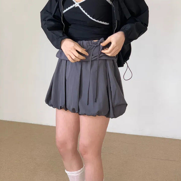 Layered Ribbon Pumpkin Balloon Mini Skirt