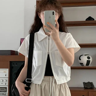Twill two-pocket short-sleeve jacket