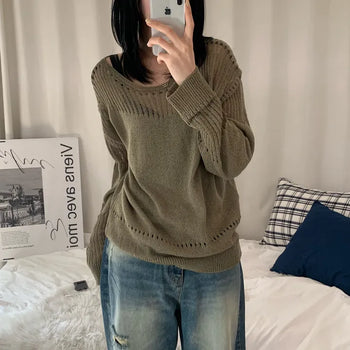 [Loose Fit] Damaged Boucle See-through Vintage Knit (5 colors)