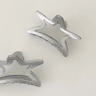 Silver Pearl Star Hair Clamps
