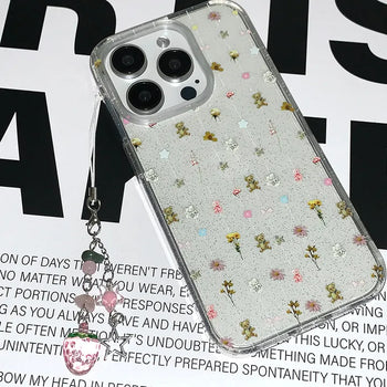 Mini Flower Bear Pattern Transparent iPhone Case