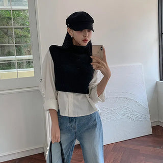 Cashmere cropped high-neck knit