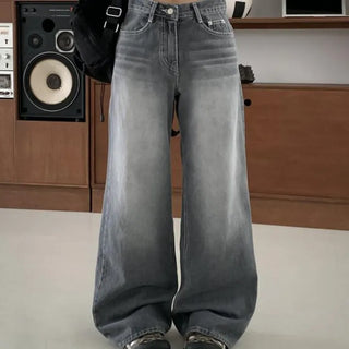 Gray back slit wide pants