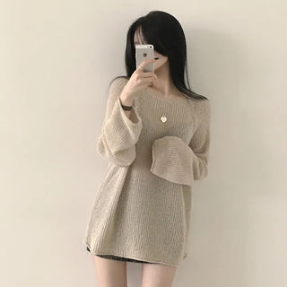 Flowing Delicate Fit, Summer Boat Neck Raglan Boucle Boxy Long Sleeve Knit