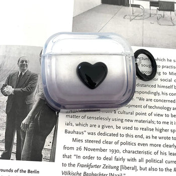 Gradient Black Heart O-Ring Loop AirPods Case