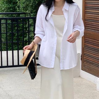 Delicate Loose Fit See-through Summer Shirt