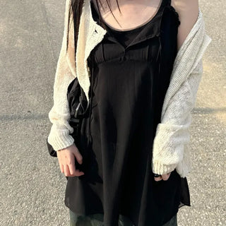 Layered chiffon see-through dress