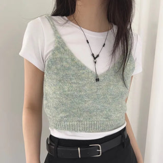 layered knit bustier