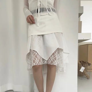 cotton layered midi skirt