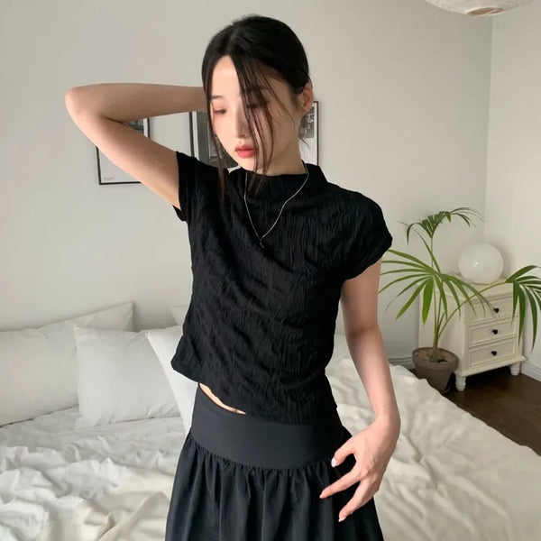 wrinkle half neck t-shirt