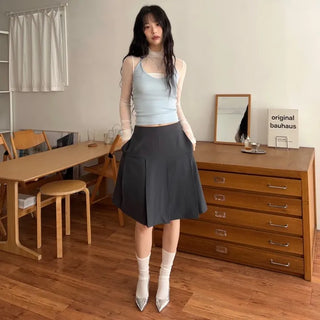 pie pleats midi skirt