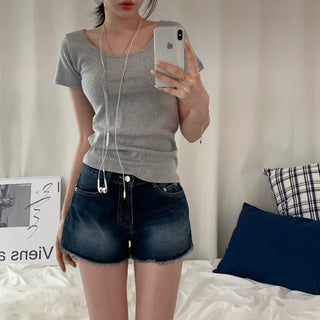 [Standard Version/Fit Guaranteed!] Basic Round Neck Plain Cotton Short Sleeve T-shirt for Spring/Summer (4 Colors)