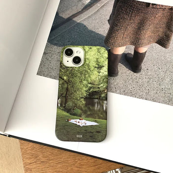 Green Forest Picnic Vibe Matte Hard iPhone Case