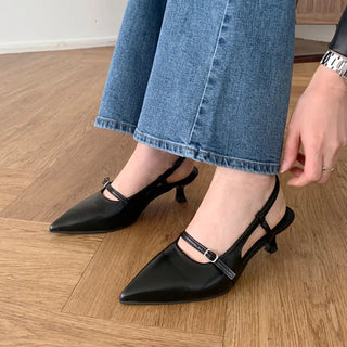 ◈Stiletto Slingback Mary Jane Sandals Pointed-toe Mid-heel Shoes