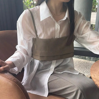 Jenna Strap Layered Sleeveless Bustier Bra Top Blouse