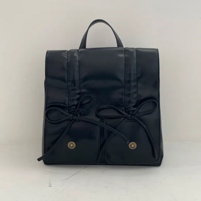 Check Pink Shirred Strap Leather Square Backpack
