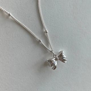 Mini Ball Chain Ribbon Pendant Necklace