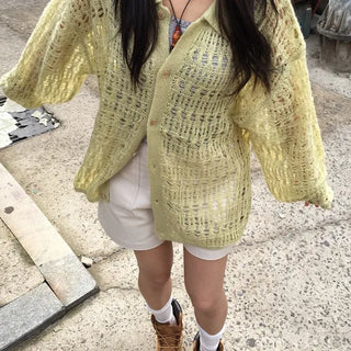 Collar Punching Cardigan
