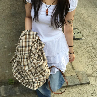 Ribbon Shirred Short Sleeve T-shirt
