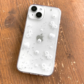 Zuli Pearl Ribbon 3D Resin Transparent iPhone Case