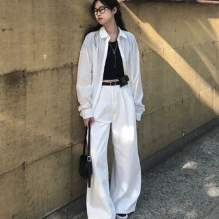Two-pintuck wide pants