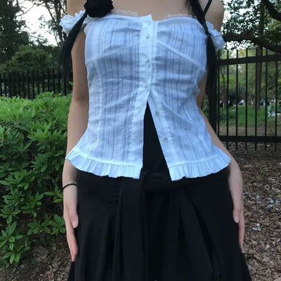 Frill-off blouse (2 colors)