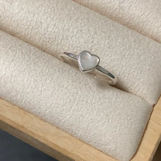 White Mother-of-Pearl Heart Open Ring